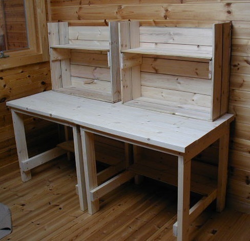 学習机 Desk 自作: ログハウスで木工